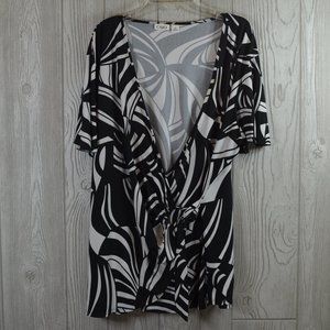 Cato Ruffled Short Sleeve Wrap Top 1X PLUS SIZE